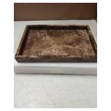 Marble Bathroom Vanity Tray, Natural Luxury Vanity Home Kitchen Bathroom Table Tray, Stone Decorative Countertop Dresser Trays for Key Coffee Perfume Jewelry Makeup (Dark Brown, 12"x 8" x1.2") - Retai