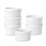 MALACASA Ramekins 4 oz Oven Safe, Porcelain Creme Brulee Ramekins Pudding Custard Cups Small Ceramic Souffle Dishes Ramakan Ramiken Ramicans Baking Bowls Set of 6, White, Series RAMEKIN-DISH - Retail:
