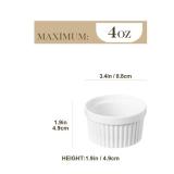 MALACASA Ramekins 4 oz Oven Safe, Porcelain Creme Brulee Ramekins Pudding Custard Cups Small Ceramic Souffle Dishes Ramakan Ramiken Ramicans Baking Bowls Set of 6, White, Series RAMEKIN-DISH - Retail: