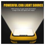EEFOW Work Light for Dewalt Battery: Portable 2 COB Lamp 6400Lumen Bright - 64W LED Lighting for Dewalt 18V 20V Max Battery Operated Worklight for Outdoor Construction (No Batteries) - Retail: $23