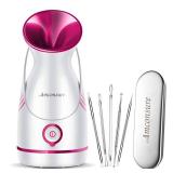 Amconsure Facial Steamer - Nano Ionic Face Steamer Warm Mist Steamer for Home Sauna SPA, Humidifier for Face Steamer for Deep Cleaning Unclogs Pores Sinuses - Bonus 5 Piece Stainless Steel Skin Kit - 