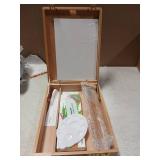 Deluxe Art Supplies 27 Pieces Art Set with Tabletop Easel, 12 Colors Acrylic Paint, 10 Paint Brushes, 3 Canvas Panels, Palettes - Retail: $44