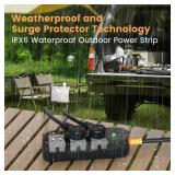 Outdoor Power Strip Weatherproof 6 FT Outdoor Extension Cord Waterproof Surge Protector Power Strip, 3 AC Outlets, 1625W - for Camping, Home, Office, Garden, Dorm, FCC UL Listed - Retail: $19