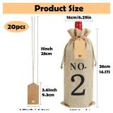 Shintop 20pcs Jute Wine Bags with Gift Tags and 100 Feet Jute Twine, 14 x 6 1/4 inches Hessian Numbered Bottle Gift Bags with Drawstring for Blind Wine Tasting (No.1-No.20, Brown) - Retail: $22