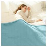 VELLUBAM Electric Blanket Twin 62" x 84" - Soft Cozy Flannel Sherpa Heated Blanket Twin with 5 Heating Levels & 10 Hours Auto Off, Ideal Gift for Grandma, Machine Washable and ETL Certified (Blue) - R