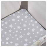 Pack and Play Sheets, 2 Pack Mini Crib Sheets, Stretchy Playard Fitted Sheet, Compatible with Graco Pack n Play, Soft and Breathable Material, Grey & Black - Retail: $17