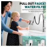 CECEFIN Swivel Water-Filter for Sink-Faucet - Faucet Mount Water Filtration System, Carbon Purifier Reduces 99% Chlorine, Last 528 Gallons Tap Water, Fits Most Pull Out Kitchen/Bathroom/RV Faucets - R