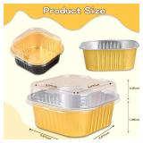 Mini Cake Pans with Lids, 5oz Square Aluminum Foil Brownie Baking Cups, Muffin Tin Ramekins, Disposable Dessert Cupcake Cups for Wedding Birthday Party, green 40 pack - Retail: $10