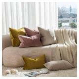 JUSPURBET Throw Pillow Covers Set of 2 Decorative Velvet Pillow Covers for Couch Sofa Bed Soft Cushion Covers Cases with Invisible Zipper for Living Room Home Decor 18x18 inch,Cloud - Retail: $14