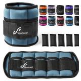 Sportneer Adjustable Ankle Weights 1 Pair 2 4 6 8 10 Lbs Leg Weight Straps for Women Men, Weighted Ankle Weights Set for Gym, Fitness, Walking, Jogging,1-5 lbs Each, 2 Pack 2-10 lbs, Dark Blue - Retai