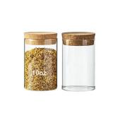 Wangsdjy 10oz Glass Storage Container - Airtight Glass Jars with Cork Lid, Spice Jars, Candy Jar, Food Storage Jars for Candy, Spices, Coffee, Tea, Nuts  - Retail: $9
