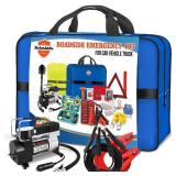 Emergency Car Kit,Roadside Emergency Tool Kit for Vehicle Truck with Air Compressor Jumper Cable First Aid Kit,Winter Auto Road Side Kit Women Men Car Travel Safety Assistance Survival Essentials Kit 