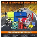 Emergency Car Kit,Roadside Emergency Tool Kit for Vehicle Truck with Air Compressor Jumper Cable First Aid Kit,Winter Auto Road Side Kit Women Men Car Travel Safety Assistance Survival Essentials Kit 