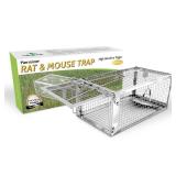 Kensizer Humane Rat Trap, Chipmunk Rodent Trap That Work for Indoor and Outdoor Small Animal - Mouse Voles Hamsters Live Cage Catch and Release 1-Pack Small 10.5" L x 5.5" W x 4.5" H - Retail: $20