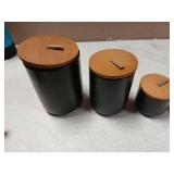 CoorFormer Black Ceramic Canister Set with Bamboo Lids, 3-Piece Airtight Food Storage Jars for Kitchen - Flour, Sugar, Coffee, Tea, Spice - Small, Medium, Large Sizes - Retail: $34