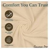 Carressa Linen Pure Cotton, Luxury Twin Size Soft Ivory Blanket Herringbone Pattern, Lightweight, Soft & Cozy Premium Fall Bed Throw Blanket for All Seasons, 350GSM & 68X92 with Free Cotton Pouch - Re