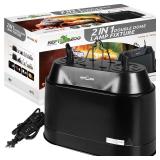 REPTI ZOO Dual Reptile Light Fixture 2 in 1 Deep Dome Lamp Fixture, Double-Layer Connectable Design Reptile Heat Lighting Lamp Fixture with Independent Switches, Max 200W - Retail: $47