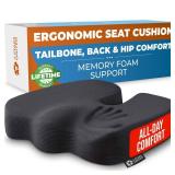 Seat Cushion for Office Chairs - Tailbone, Coccyx Pain Relief - Butt, Pressure & Sciatica Relief - Gaming, Wheelchair, Car & Desk Pillow, Black - Retail: $30
