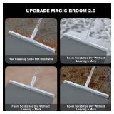 Rubber Squeegee Broom for Floor,62" Long Handle Window Squeegee, Silicone Pet Hair Remover,Magic Squeegee Broom for Indoor Cleaning,Cleans Glass, Hair, fine dust, Liquids, Suitable Smooth Floors, Rugs