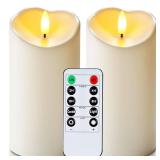 Homemory 6"x3" Outdoor Waterproof Flameless Candles, LED Candles, Battery Operated Candles with Remote and Timers, Electric Fake Plastic Pillar Candles, Ivory White, Set of 2 - Retail: $9