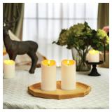 Homemory 6"x3" Outdoor Waterproof Flameless Candles, LED Candles, Battery Operated Candles with Remote and Timers, Electric Fake Plastic Pillar Candles, Ivory White, Set of 2 - Retail: $9