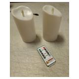 Homemory 6"x3" Outdoor Waterproof Flameless Candles, LED Candles, Battery Operated Candles with Remote and Timers, Electric Fake Plastic Pillar Candles, Ivory White, Set of 2 - Retail: $9