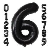 40 Inch Giant Black Number Balloons, Helium Mylar Foil Number Balloons for Birthday, Number 6 Balloon for Party Celebration Decorations Graduations Anniversary Baby Shower Photo Shoot - Retail: $4
