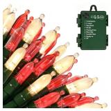 Vruxuri Battery Operated Christmas Lights, 2 Pack 18 FT 50 LED Each Clear Mini String Lights, 8 Modes with Timer Waterproof Tree Lights for Xmas Indoor Outdoor Holiday Home Decor, Red and Warm White -