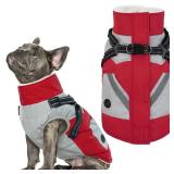 IECOii Dog Coat with Harness Built in - Red, Large - Waterproof Winter Coat, Fleece Lined Snow Jacket for Dogs - Retail: $41