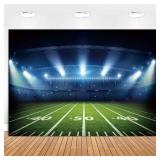 Qian Football Stadium Backdrop for Photography 7x5ft Auditorium Light Football Field Photo Background Children Birthday Party Decoration Kids Baby Shower Banner - Retail: $9