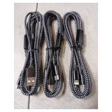 Multi Charging Cable 4ft 3Pack 3 in 1 Charger Cord, Multiple Usb C Port Rapid Nylon Braided Cable USB Charging Cable Multi Phone Charger Cord with Type C Micro Lightning USB Connectors for Cell Phones