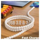 XNMOA USB to USB C Cable 3.3FT 60W White Pearl USB iPhone Charger Cord Beaded Phone Type C Charger Fast Charging Cable Cord for iPhone 17 16 15 Plus Pro Max 17 Air 16E Samsung Galaxy S25 S24 S23 - Ret