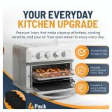 Toaster Oven Liners for Bottom of Oven (4 Pack) Reusable Non-Stick Heat Resistant Toaster Liners, Compatible with Breville, Cuisinart, Black & Decker, Dash, and More - Air Fryer Liners 12"x12" (Black)