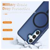 YENAPOON for Samsung Galaxy S25 Case, Matte Magnetic Phone Case with 1 Screen Protector, Support for Magsafe, Translucent Frosted Shockproof Protective Cover for Samsung Galaxy S25, Navy Blue - Retail