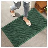 HIYARD Sturdy Front Door Mat, Absorbent Muddy Dirt Resist Welcome Door Mats Outdoor Indoor, Stain and Fade Resistant, Non-Slip Rubber Backing Low Profile Doormat for Entryway, 30x17, Green - Retail: $