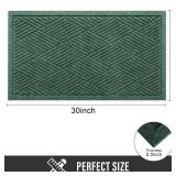 HIYARD Sturdy Front Door Mat, Absorbent Muddy Dirt Resist Welcome Door Mats Outdoor Indoor, Stain and Fade Resistant, Non-Slip Rubber Backing Low Profile Doormat for Entryway, 30x17, Green - Retail: $