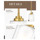 TENGXIN Modern Pendant Light, Brushed Gold Modern Pendant Light for Kitchen Island, Hanging Ceiling Light Fixture, Farmhouse Pendant Lighting for Dining Room Bedroom Bar Office,TXPLBG02 - Retail: $43