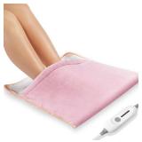 Foot Warmer Electric, Heating Pad King Size Ultra Soft Flannel, Extra Large for Bed, Abdomen, Feet, Back, Cramp, Office/Home Under Desk, 10ft Cord, Auto Off, 22" x 20" - Pink - Retail: $30