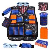 KKONES Kids Tactical Vest Kit for Nerf Guns Series with Refill Darts,Dart Pouch, Reload Clips, Tactical Mask, Wrist Band and Protective Glasses, Toys for 8 9 10 11 12 Year Boys - Retail: $20