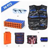 KKONES Kids Tactical Vest Kit for Nerf Guns Series with Refill Darts,Dart Pouch, Reload Clips, Tactical Mask, Wrist Band and Protective Glasses, Toys for 8 9 10 11 12 Year Boys - Retail: $20