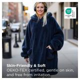 Bedsure Wearable Blanket Hoodie Gifts for Dad Women, Warm Cozy Giant Big Hoodie Blanket Oversized Sweatshirt for Adult Women Men, Navy Blue - Retail: $36