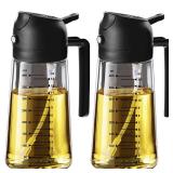 TrendPlain 16oz/470ml Glass Olive Oil Sprayer for Cooking 2 in 1 Olive Oil Dispenser Bottle for Kitchen Gadgets and Air Fryer Accessories, Salad, BBQ - 2 Black - Retail: $16