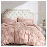 Bedsure Boho Duvet Cover King Size - Rose Pink Tufted Boho Bedding, Farmhouse Shabby Chic Embroidery Bedding for All Seasons, 3 Pieces, 1 Soft Jacquard King Comforter Cover and 2 Pillow Shams - Retail