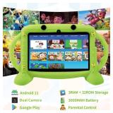 Kids Tablet, 7 inch Tablet with Case for Kids 2-10, Educational Learning Toddler Tablet Android 11, 3GB RAM+32GB ROM Storage, WiFi Bluetooth with Google Play YouTube, Baby Girl boy Present Green - Ret