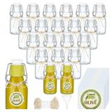 Queekay 20 Pack Mini Swing Top Glass Bottles for Vanilla Extract Homemade Olive Oil Bottles with Lids Airtight Cap Lids Labels for Wedding Baby Shower Favors(2 oz,Clear) - Retail: $30