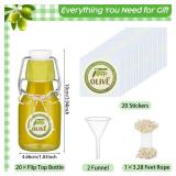 Queekay 20 Pack Mini Swing Top Glass Bottles for Vanilla Extract Homemade Olive Oil Bottles with Lids Airtight Cap Lids Labels for Wedding Baby Shower Favors(2 oz,Clear) - Retail: $30