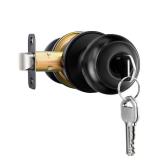 goldenwarm 1 Pack Black Exterior Door Knob Keyed Entry Door Knob with Lock and Key, Matte Black Entry Door Knobs for Front Door
