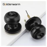 goldenwarm 1 Pack Black Exterior Door Knob Keyed Entry Door Knob with Lock and Key, Matte Black Entry Door Knobs for Front Door
