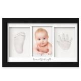 KeaBabies Baby Hand and Footprint Kit - Clay Handprint Keepsake Frame, Newborn Nursery Picture Frame, Personalized New Mom Gifts for Baby First Christmas Shower (Onyx Black) - Retail: $20