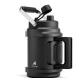 64 oz Insulated Water Bottle for Gym: 2-in-1 Straw Spout Lid, Dual Handle, Leakproof, Keep Cold 36H, Half Gallon Stainless Steel Water Jug for Travel, Hiking, Cycling, Park, Workout, Picnic (Midnight)